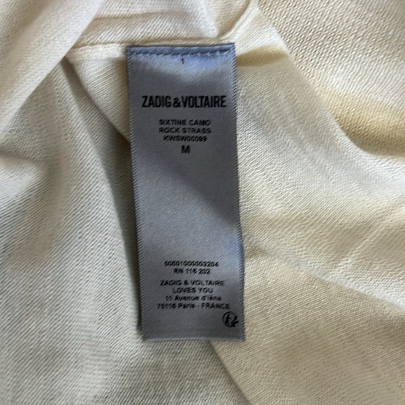 Zadig & Voltaire Women’s Distressed Miss Camo Skull Strass Sweater Size Medium - Picture 14 of 15